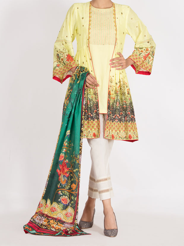 Lime Yellow Lawn 2 Piece Unstitched - ALP-2PS-995