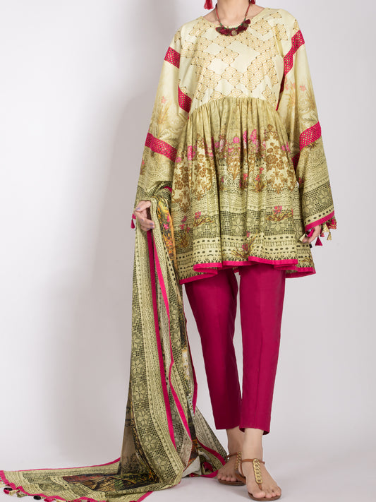 Lime Yellow Lawn 2 Piece Unstitched - ALP-2PS-996