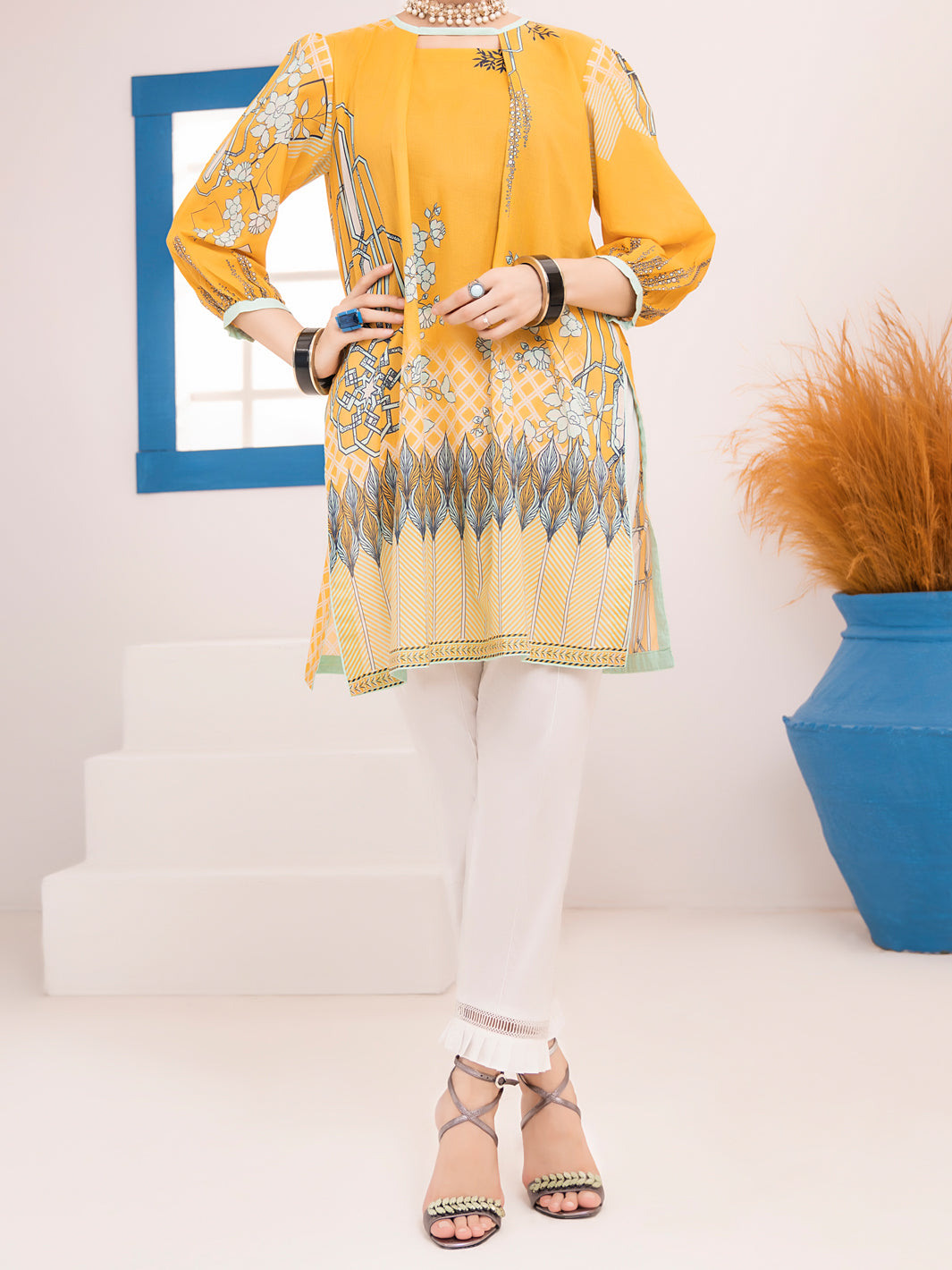 Yellow Lawn Tunic - ALP-LK-1017