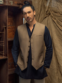 Beige Linen Cotton Waistcoat - ALCR-WC-003