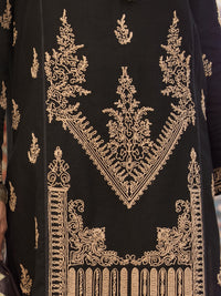 Black Dobby Jacquard 3 Piece Unstitched - AWP-3PS-334