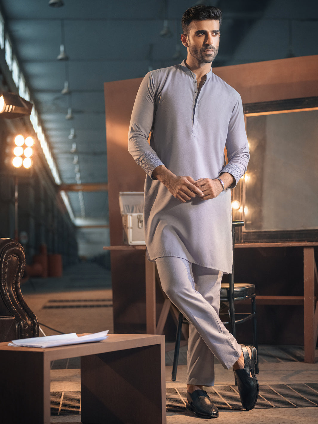 Light Purple Blended Kurta Trouser - AL-KT-2693