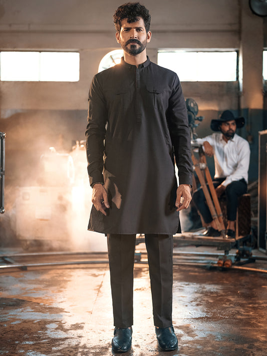 Black Blended Kurta Trouser - AL-KT-2653