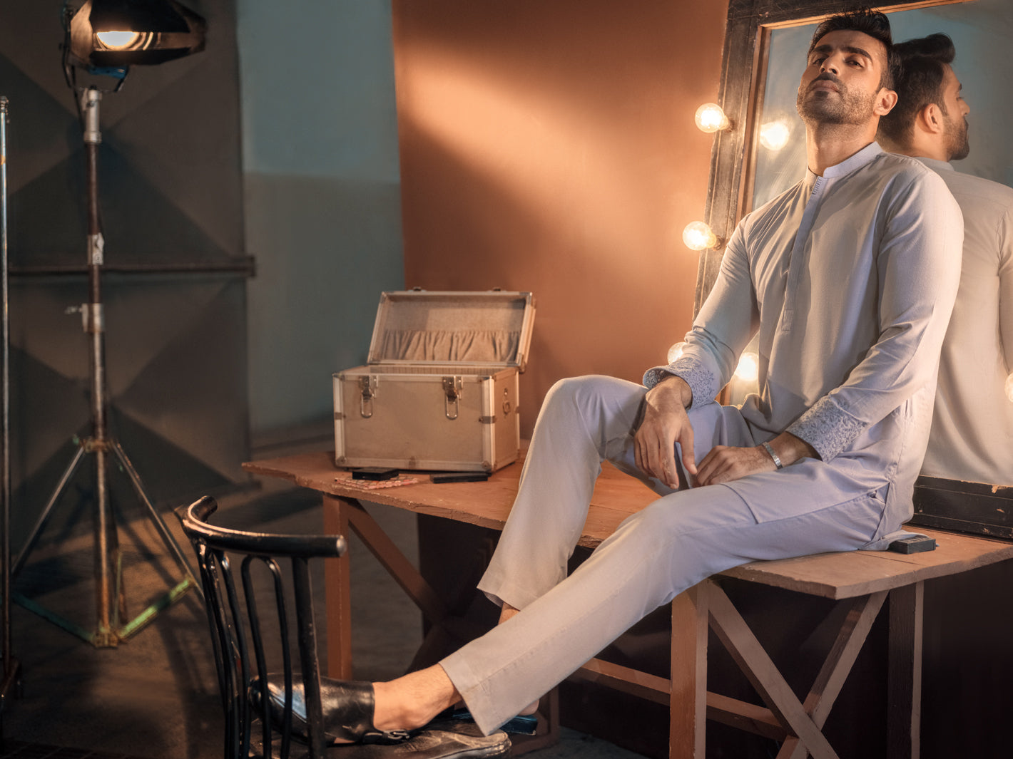 Light Purple Blended Kurta Trouser - AL-KT-2693