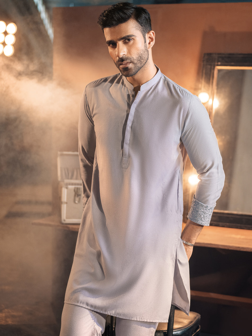 Light Purple Blended Kurta Trouser - AL-KT-2693