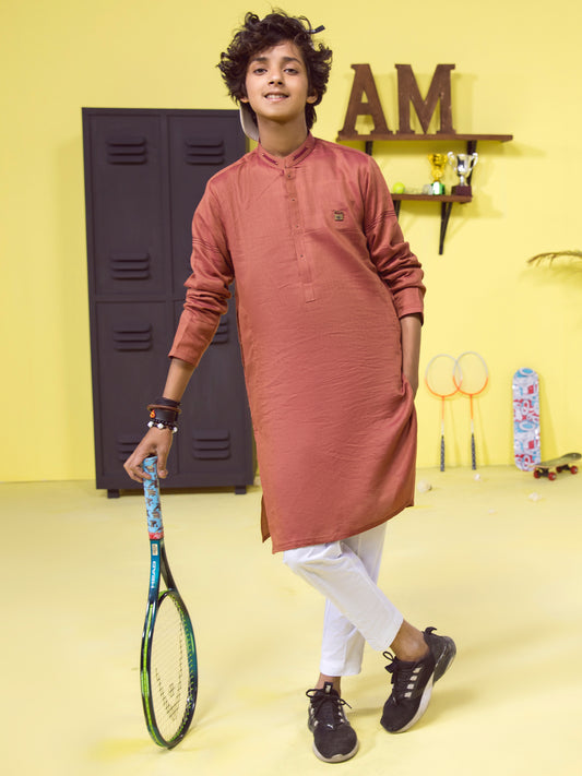Dark Orange Boy Kurta - ALT-K-002A