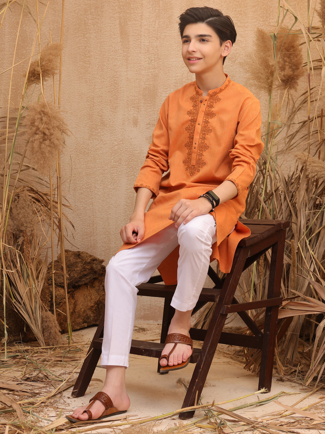 Orange Blended Boy Kurta - ALT-K-018