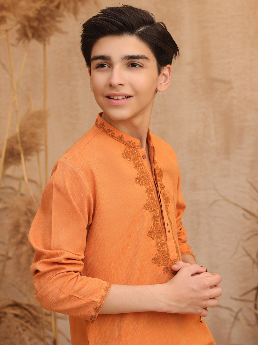 Orange Blended Boy Kurta - ALT-K-018