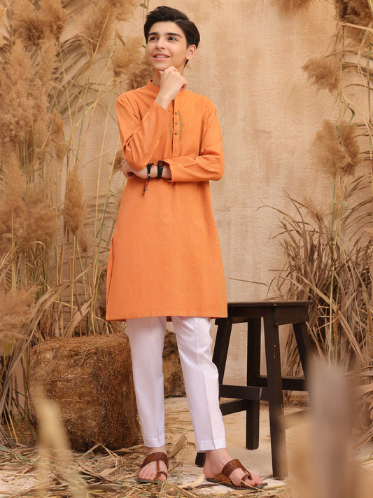 Orange Blended Boy Kurta - ALT-K-019
