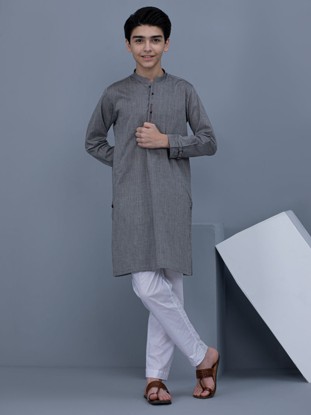 Grey Cotton Kurta - ALT-K-026