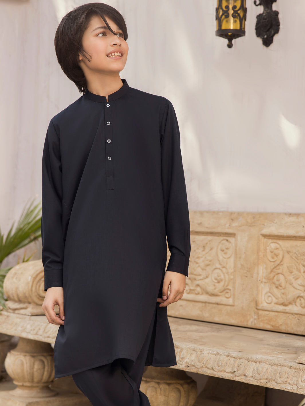Navy Blue Blended Boy Kameez Shalwar - ALT-KS-030C