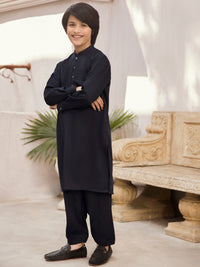Navy Blue Blended Boy Kameez Shalwar - ALT-KS-030C