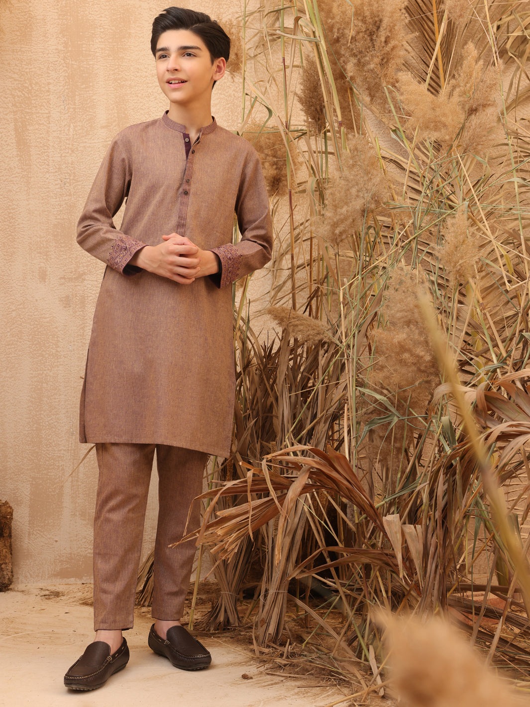 Brown Blended Kurta Trouser - ALT-KT-022