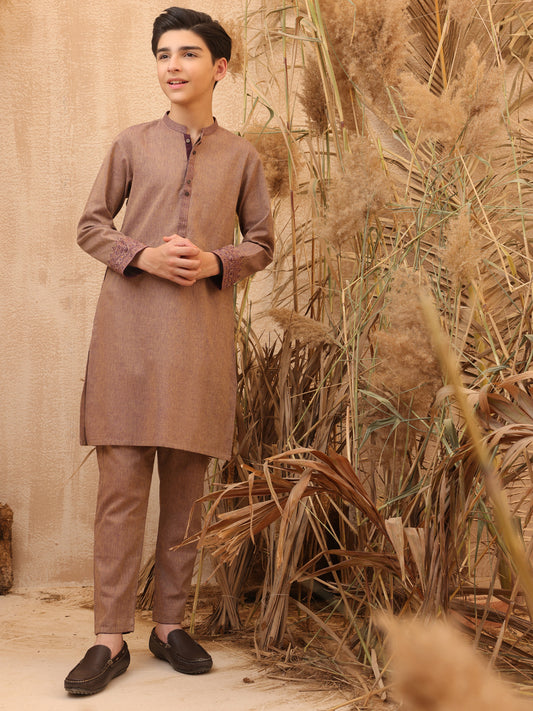 Brown Blended Kurta Trouser - ALT-KT-022