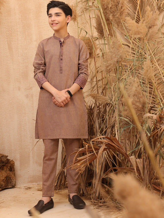 Brown Blended Kurta Trouser - ALT-KT-022