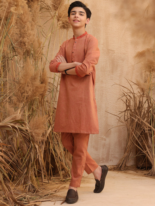 Orange Blended Kurta Trouser - ALT-KT-033