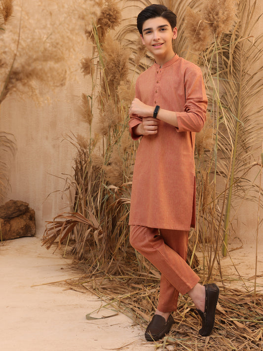 Orange Rust Blended Kurta Trouser - ALT-KT-034