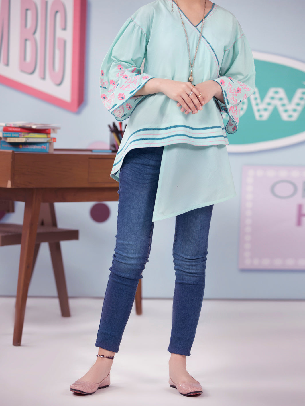 Ferozi Cambric Kurti - ALT-LK-1010