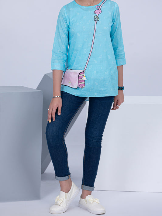 Ice Blue Lawn Kurti - ALT-LK-1040