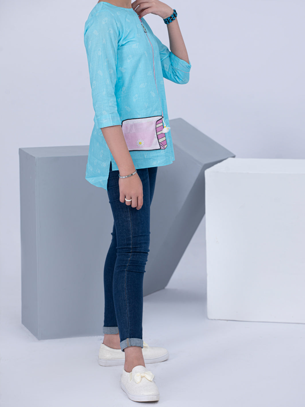 Ice Blue Lawn Kurti - ALT-LK-1040