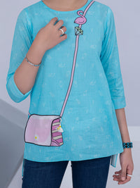 Ice Blue Lawn Kurti - ALT-LK-1040