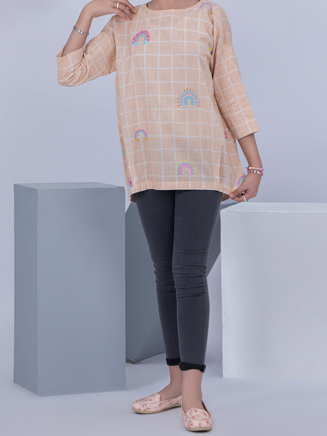 Beige Lawn Kurti - ALT-LK-1042
