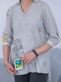 Grey Lawn Kurti - ALT-LK-1043