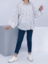 White Cotton Dobby Kurti - ALT-LK-1044