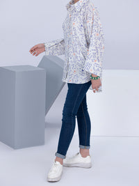 White Cotton Dobby Kurti - ALT-LK-1044