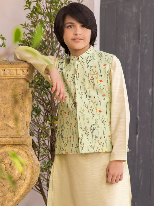 Light Green Blended Boy Waistcoat - ALT-WC-006
