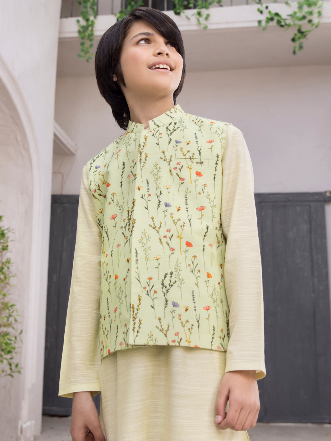 Light Green Blended Boy Waistcoat - ALT-WC-006