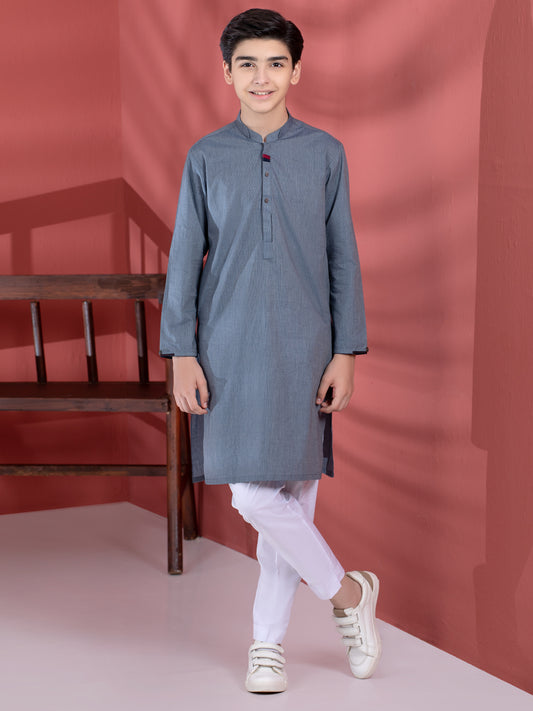 Blue Cotton Boy Kurta - ALT-K-009A