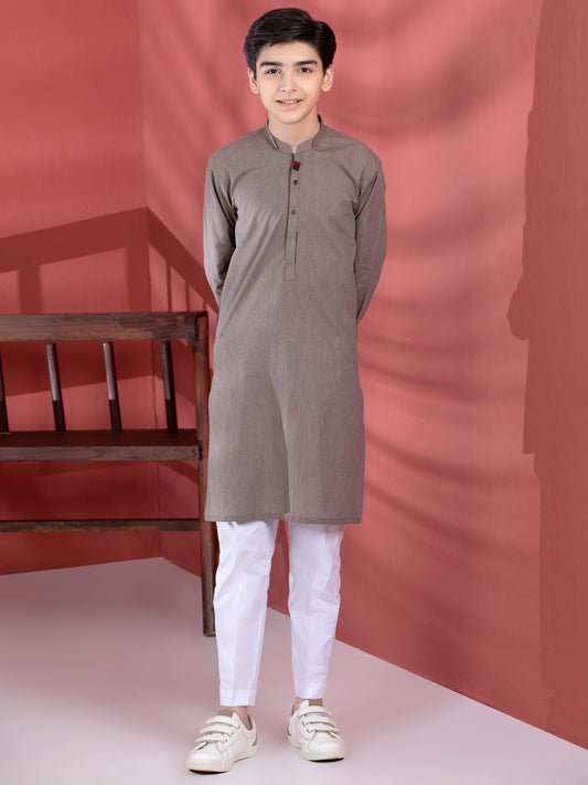 Light Brown Cotton Boy Kurta - ALT-K-009B