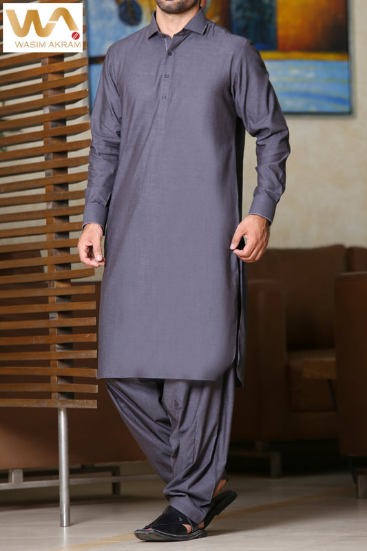 Grey Kameez Shalwar - ALWA-KS-026