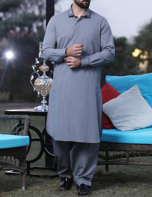 Grey Kameez Shalwar - ALWA-KS-042