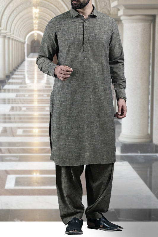 Khaaki Cotton Kameez Shalwar - ALWA-KS-098