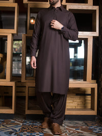 Brown Blended Kameez Shalwar - ALWA-KS-122