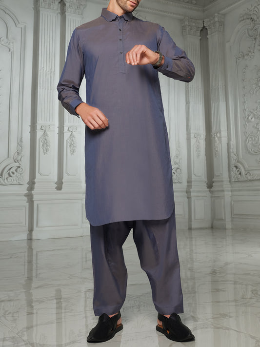 Light Blue Blended Kameez Shalwar - ALWA-KS-129