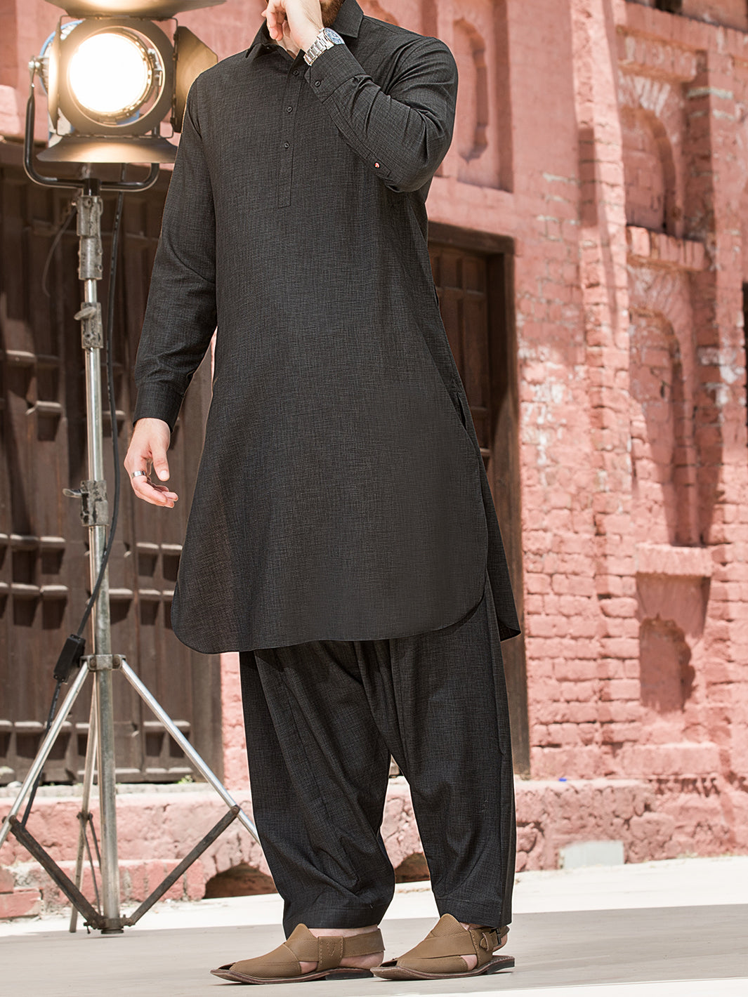 Dark Green Blended Kameez Shalwar - ALWA-KS-154