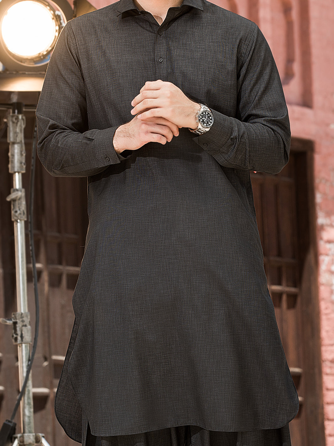 Dark Green Blended Kameez Shalwar - ALWA-KS-154