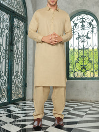 Fawn Blended Kameez Shalwar - ALWA-KS-173