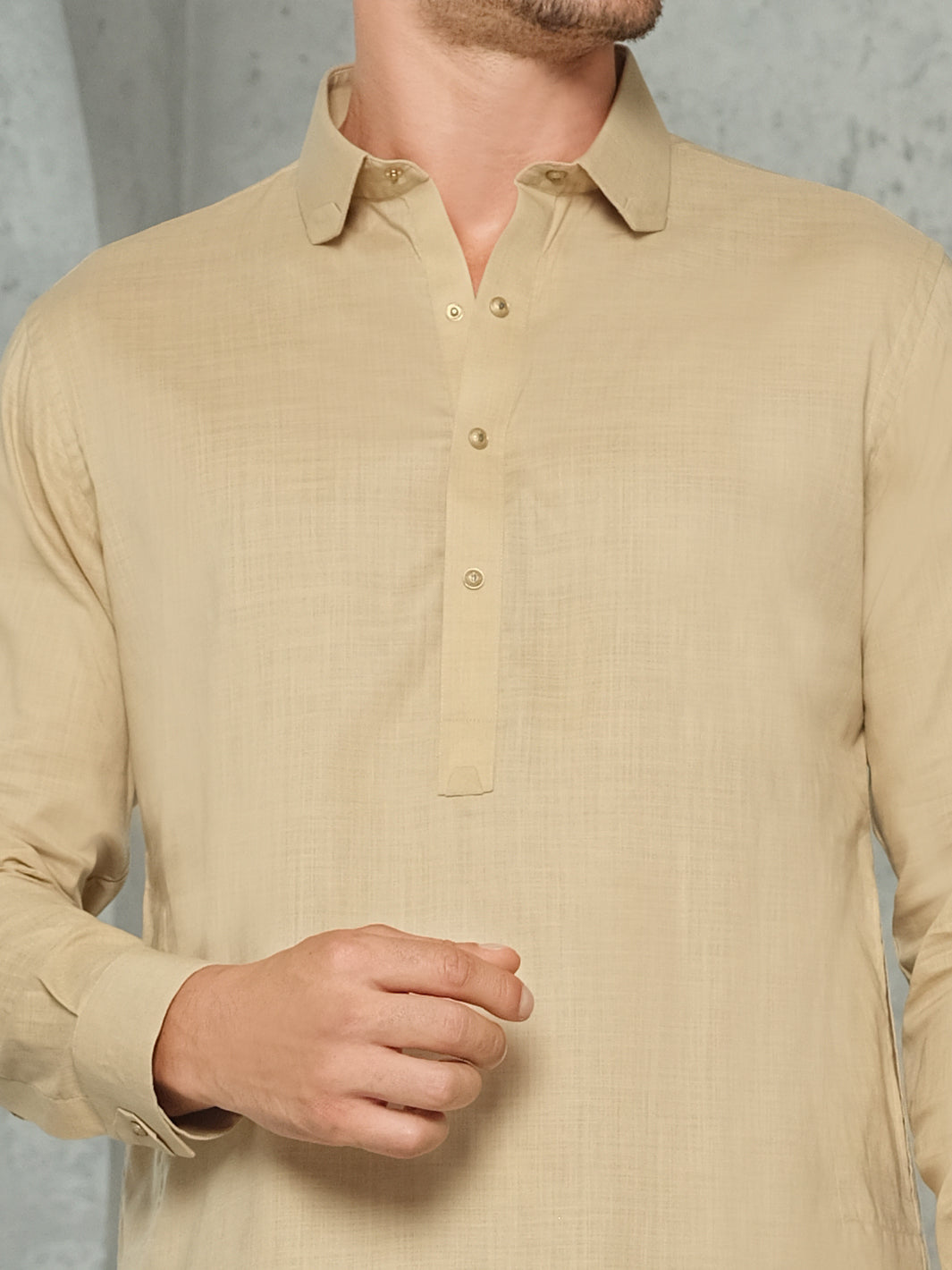 Fawn Blended Kameez Shalwar - ALWA-KS-173