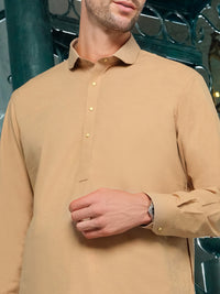 Beige Blended Kameez Shalwar - ALWA-KS-186