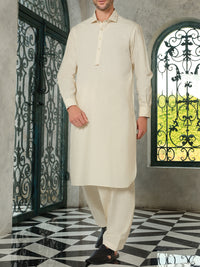 Cream Blended Kameez Shalwar - ALWA-KS-188