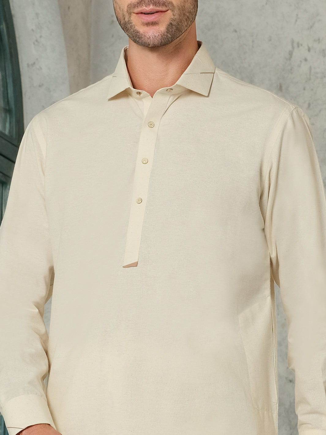 Cream Blended Kameez Shalwar - ALWA-KS-188