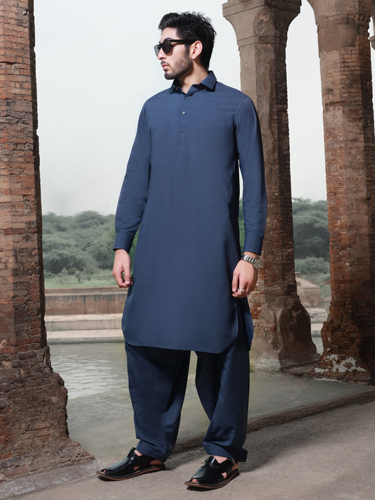 Blue Blended Kameez Shalwar - ALWA-KS-197