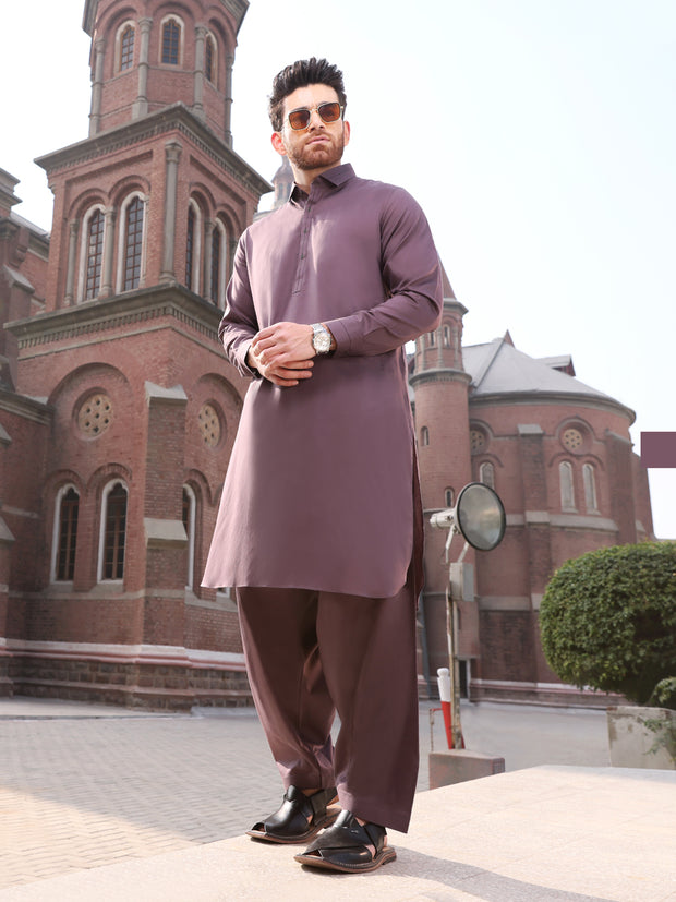 Purple Cotton Kameez Shalwar - ALWA-KS-204