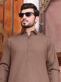 Brown Blended Kameez Shalwar - ALWA-KS-205