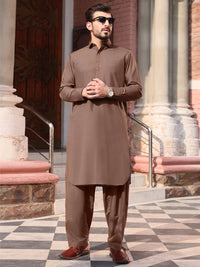 Brown Blended Kameez Shalwar - ALWA-KS-205