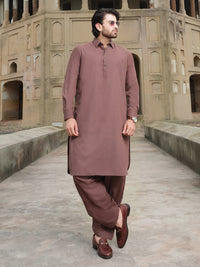 Brown Blended Kameez Shalwar - ALWA-KS-206